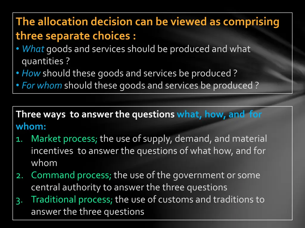 the allocation decision can be viewed