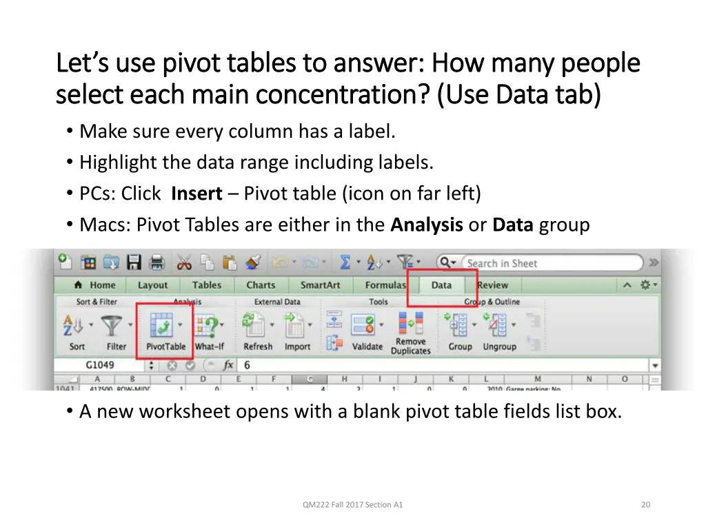 let s use pivot tables to answer let s use pivot