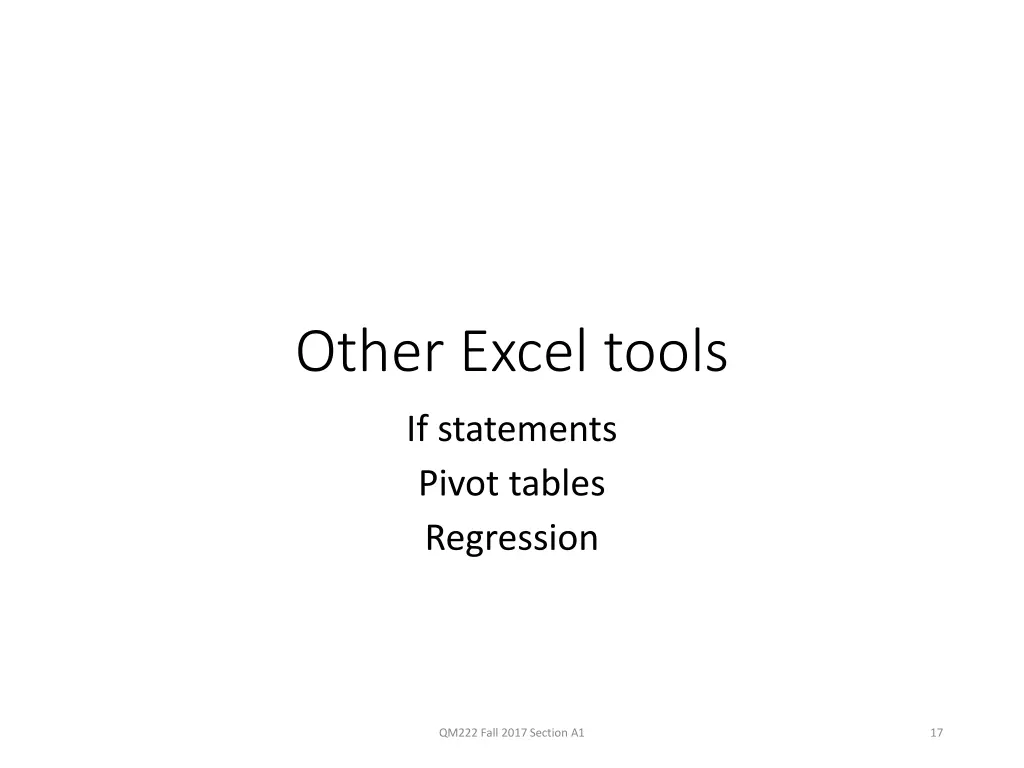 other excel tools