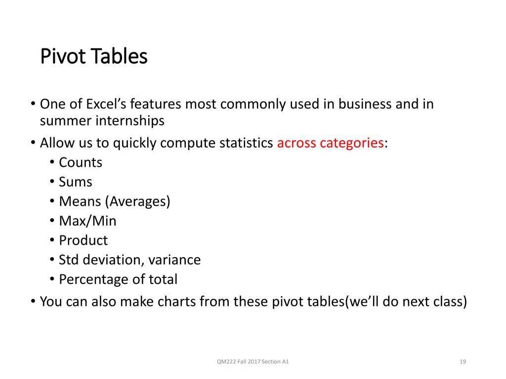 pivot tables pivot tables