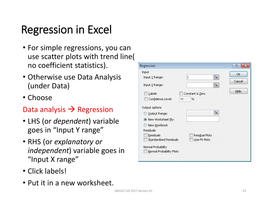 regression in excel regression in excel