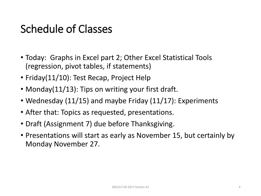 schedule of classes schedule of classes