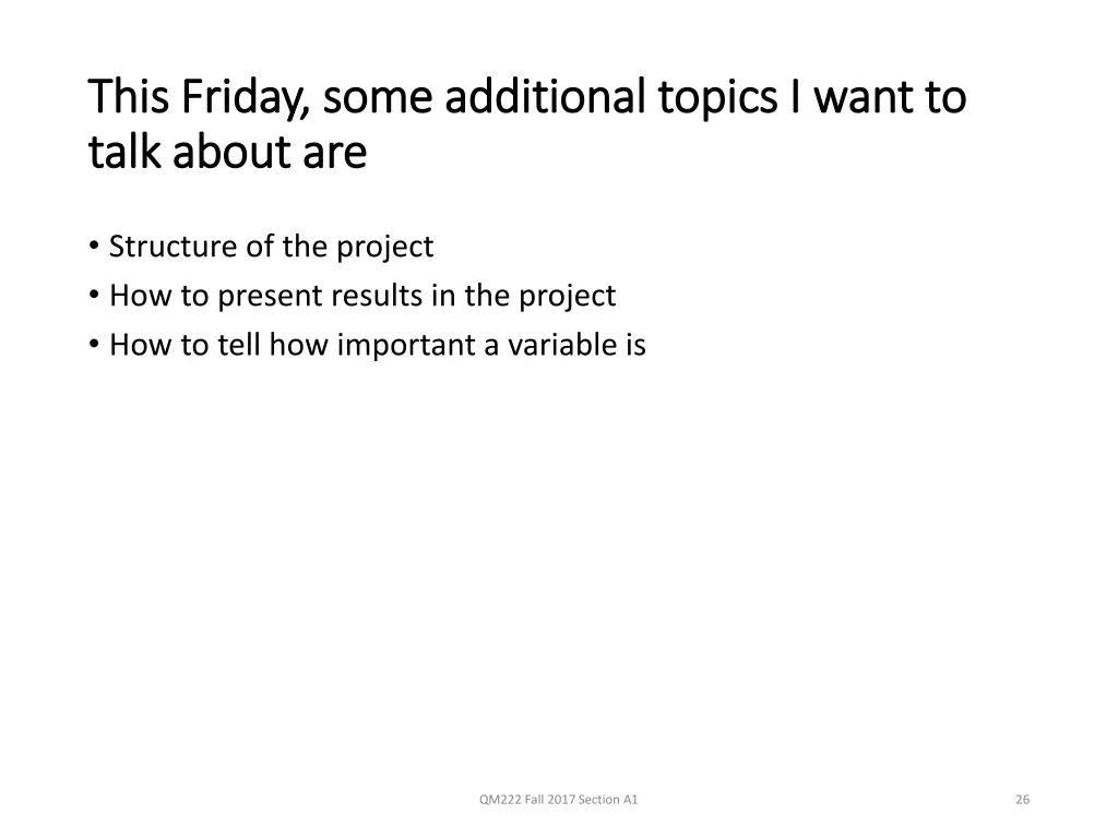 this friday some additional topics i want to this