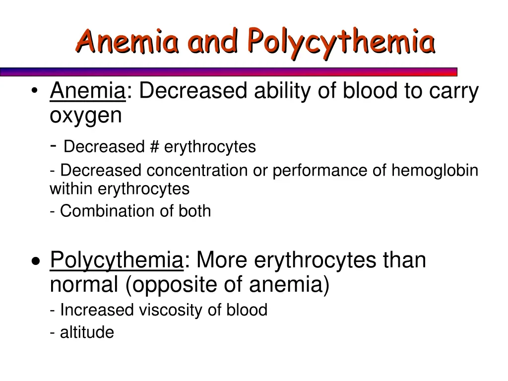 anemia and polycythemia