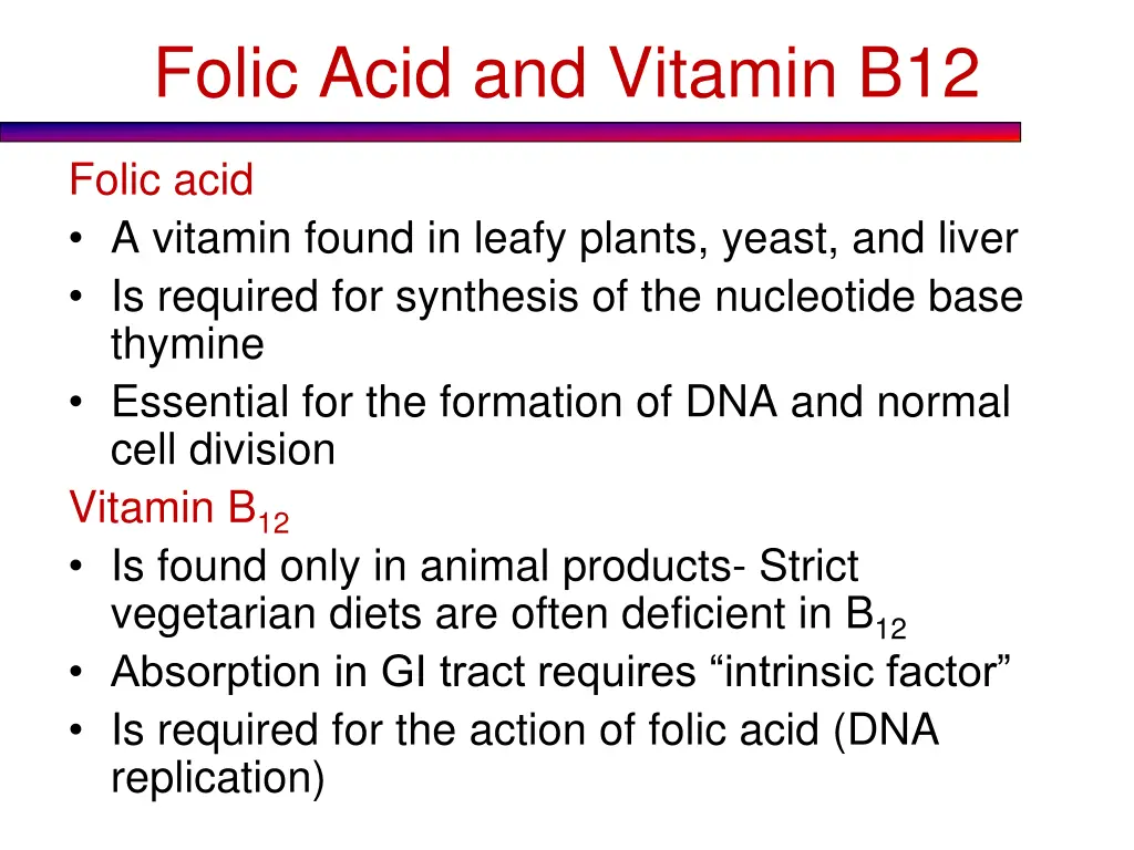 folic acid and vitamin b12