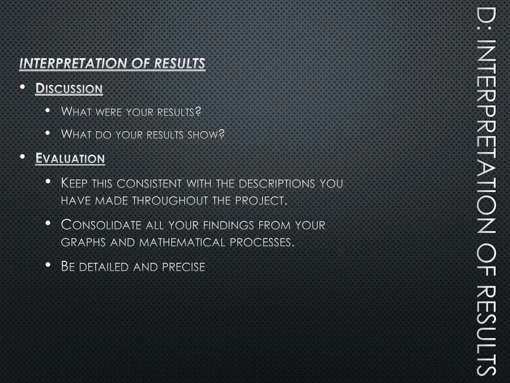 d interpretation of results