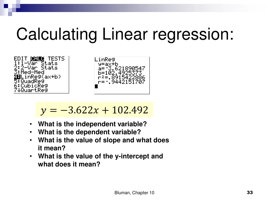 calculating linear regression