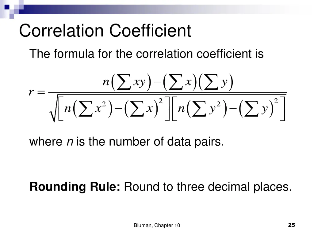 correlation coefficient the formula