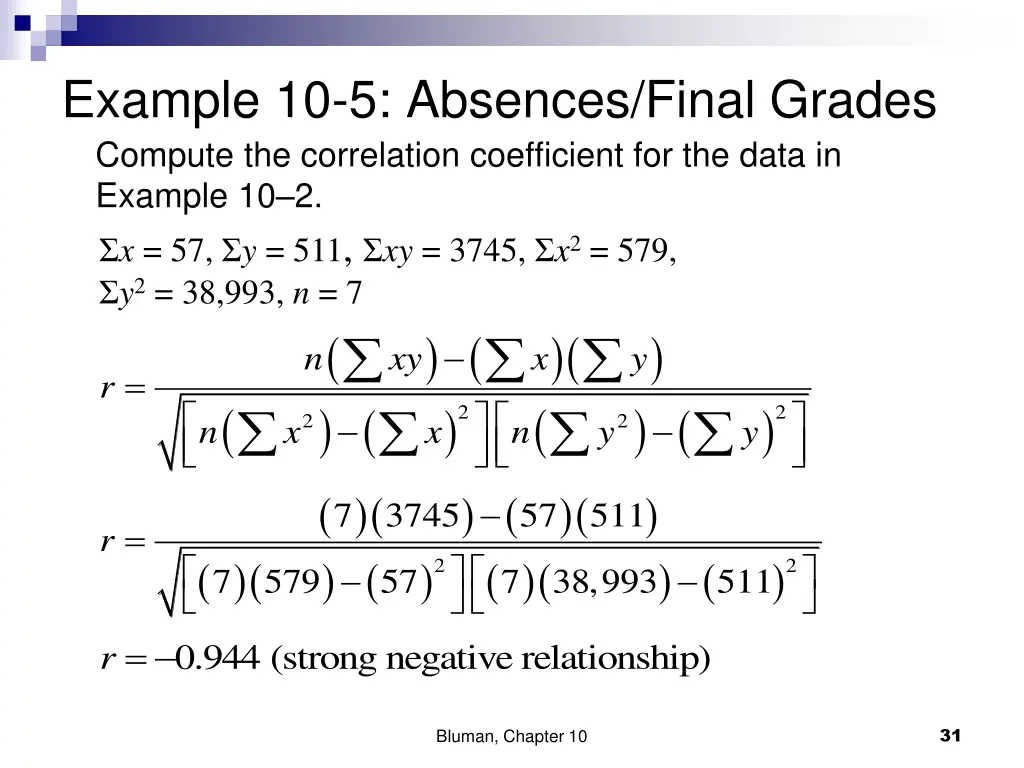 example 10 5 absences final grades compute 1