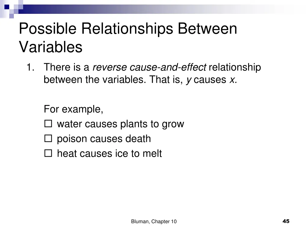 possible relationships between variables 1