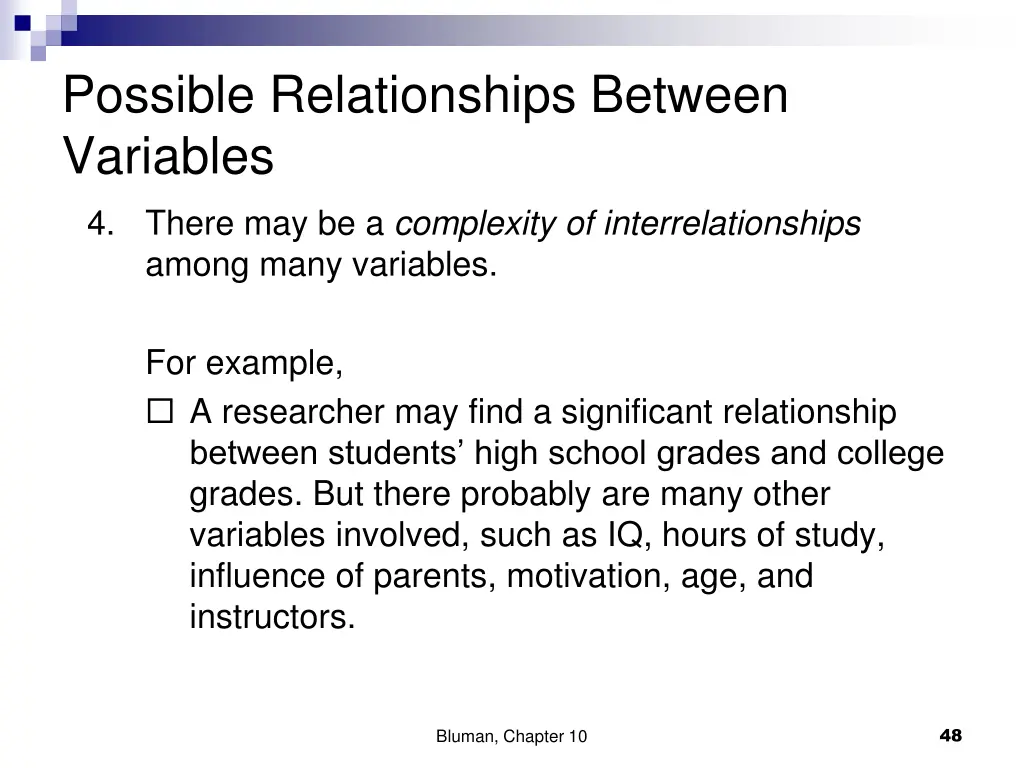 possible relationships between variables 4