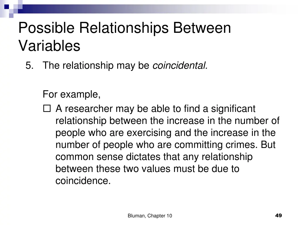 possible relationships between variables 5