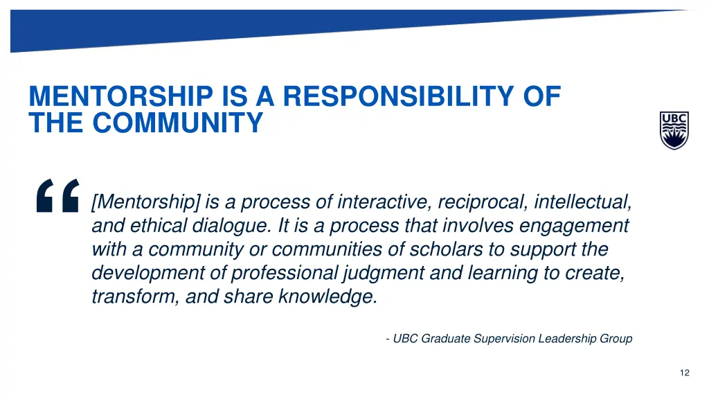 mentorship is a responsibility of the community