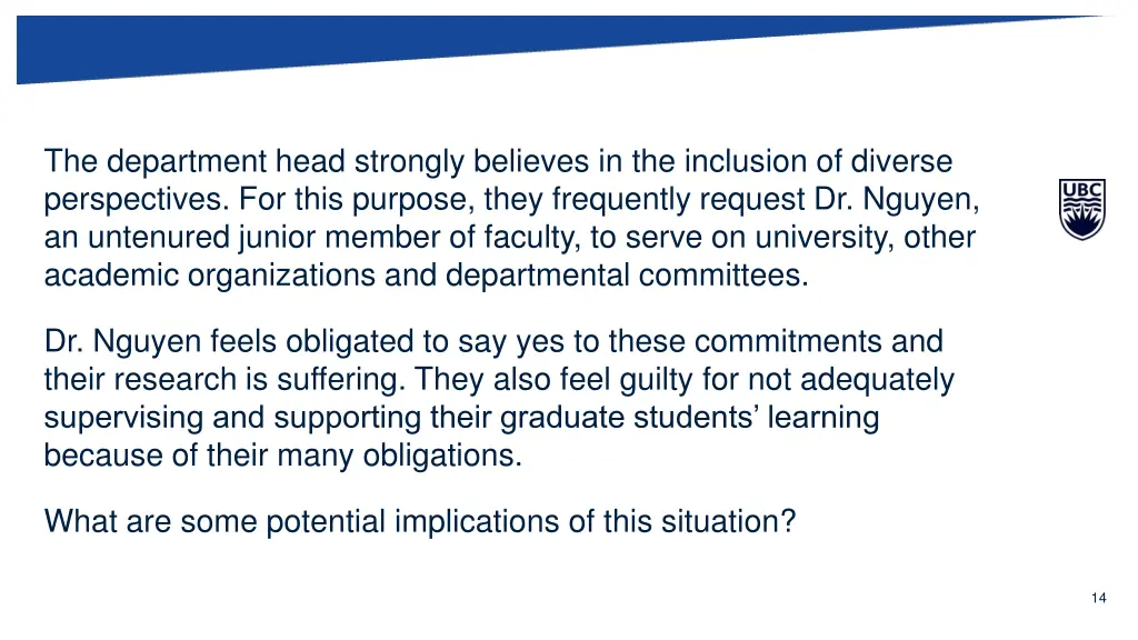 the department head strongly believes
