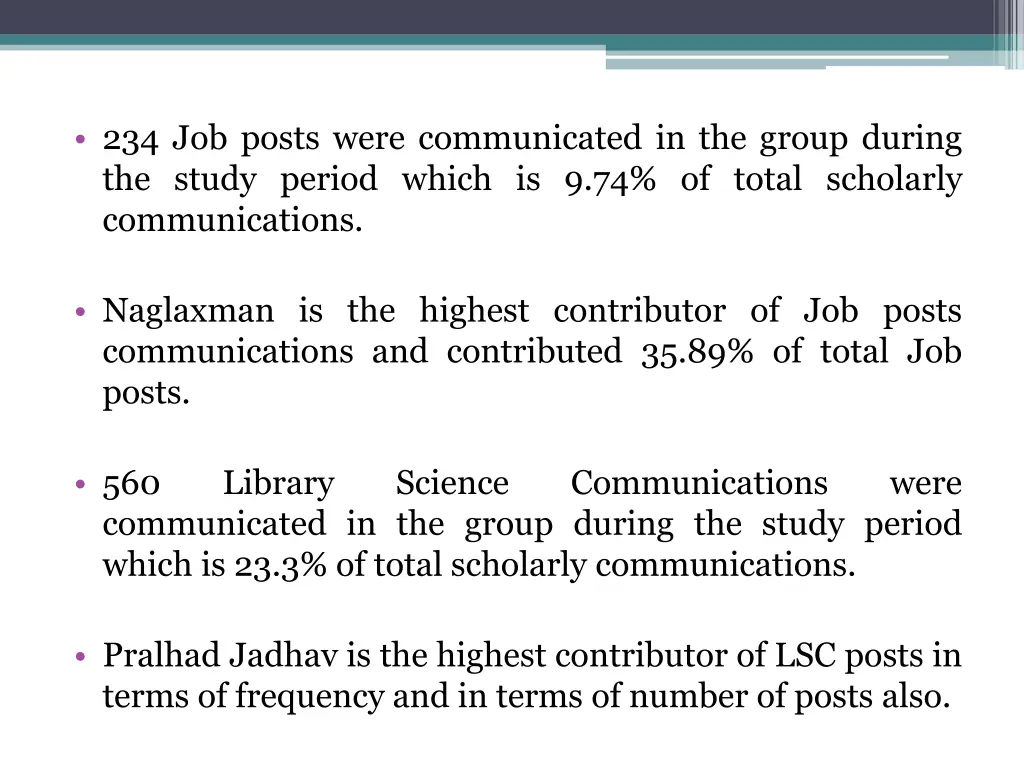 234 job posts were communicated in the group