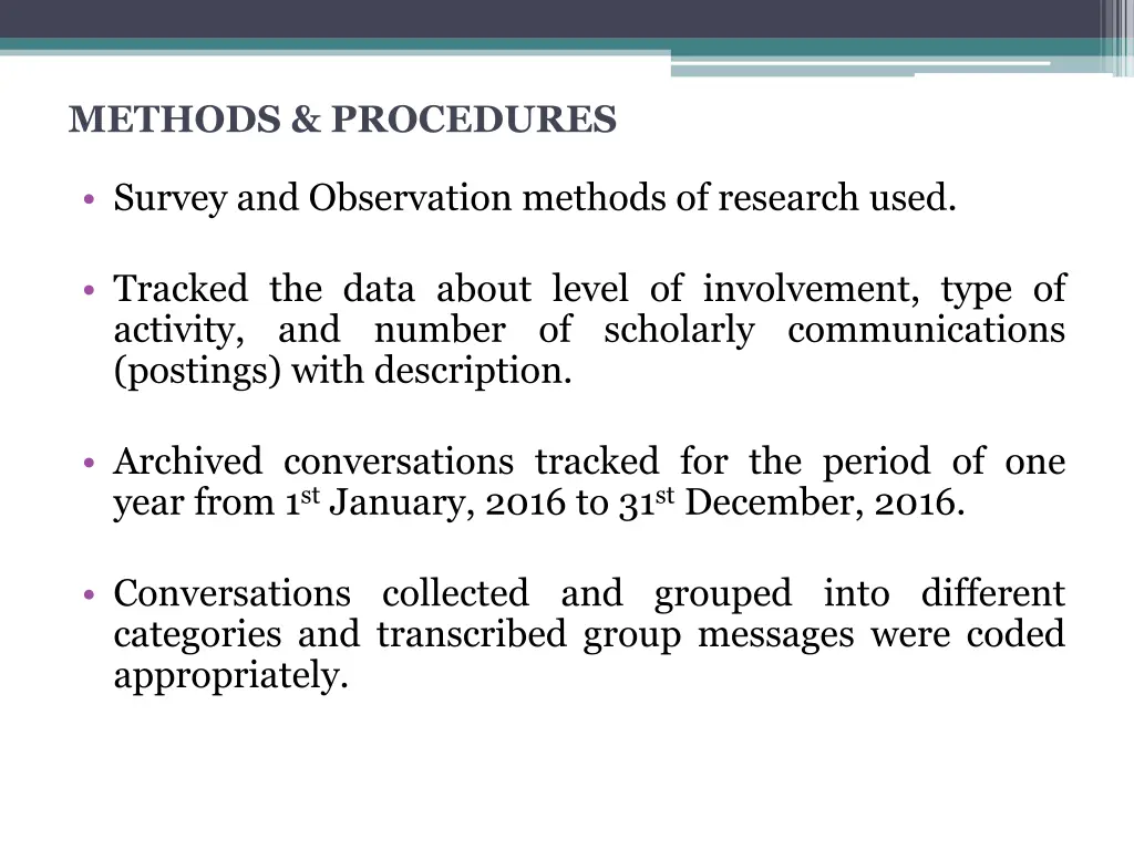 methods procedures