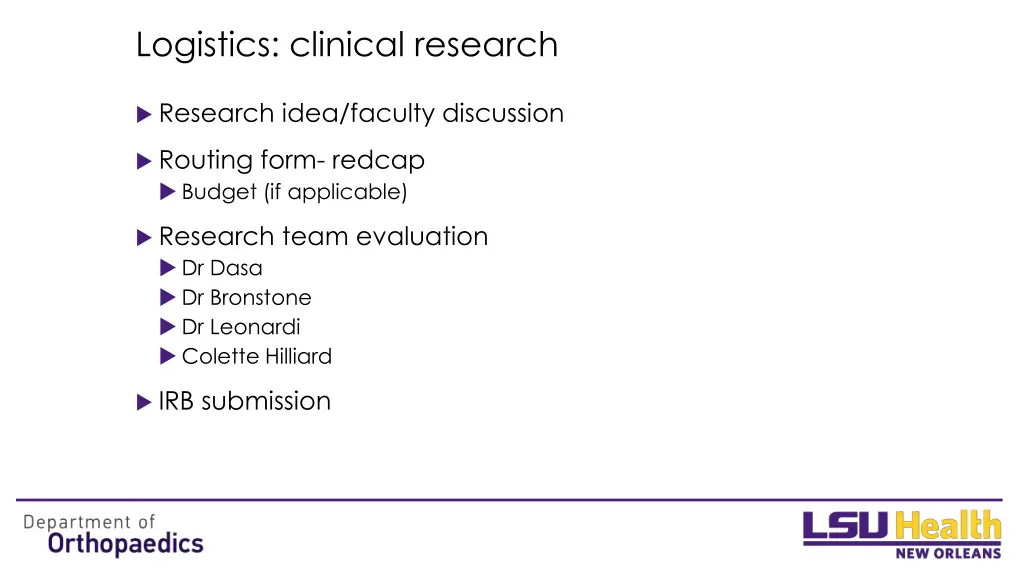 logistics clinical research