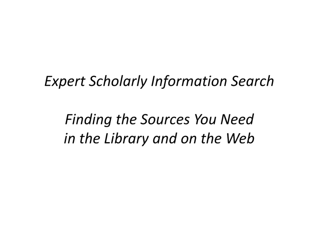 expert scholarly information search