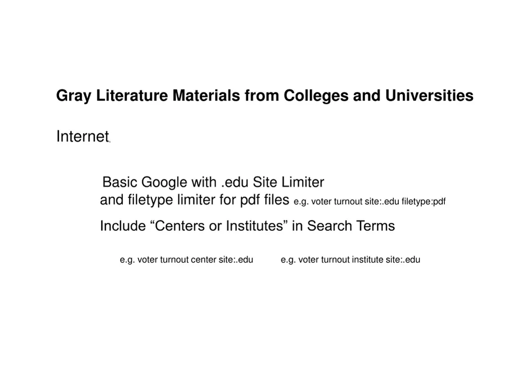 gray literature materials from colleges
