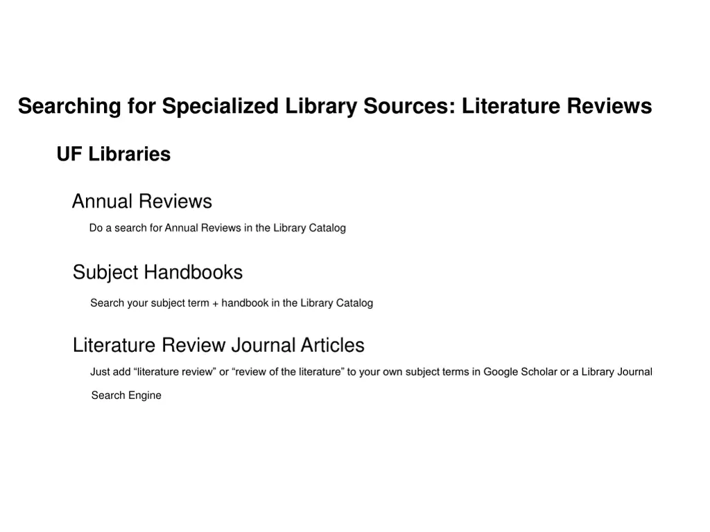 searching for specialized library sources
