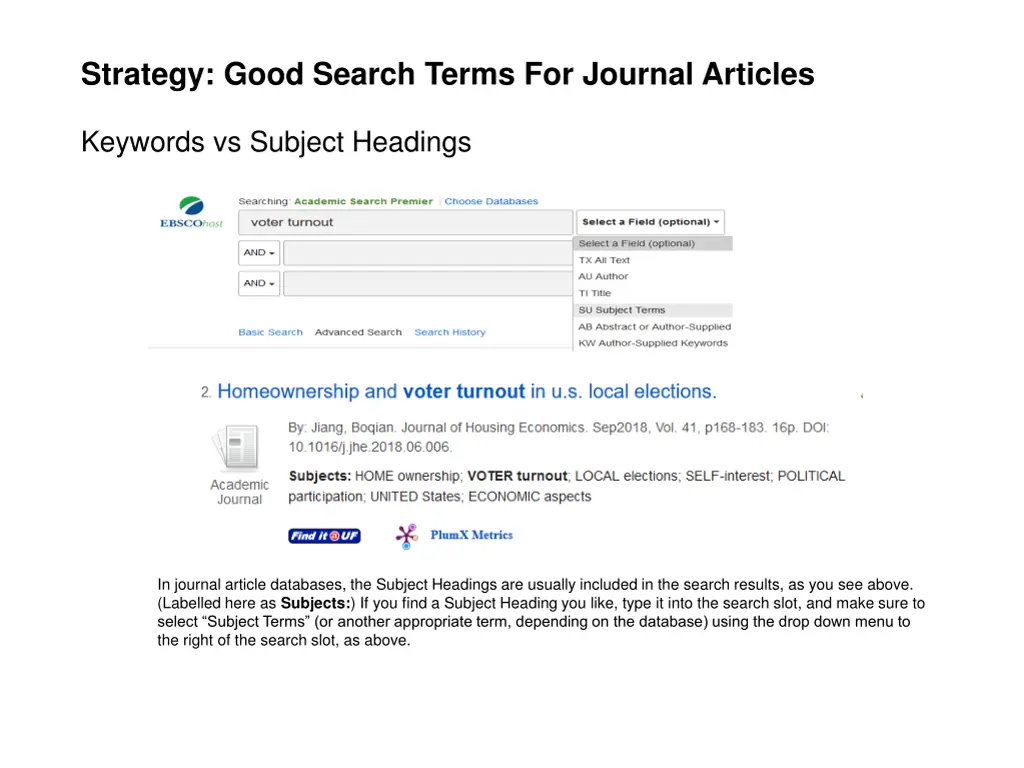 strategy good search terms for journal articles