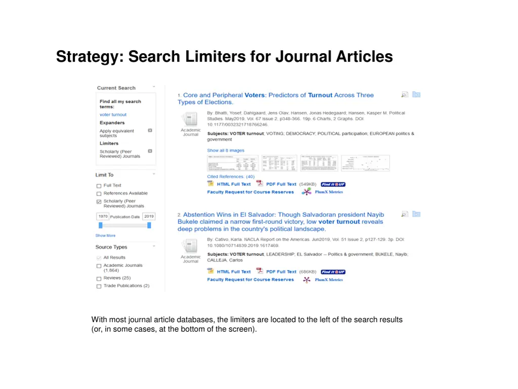 strategy search limiters for journal articles