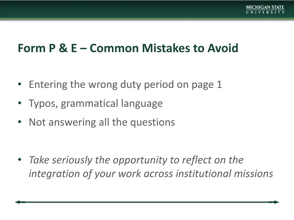 form p e common mistakes to avoid