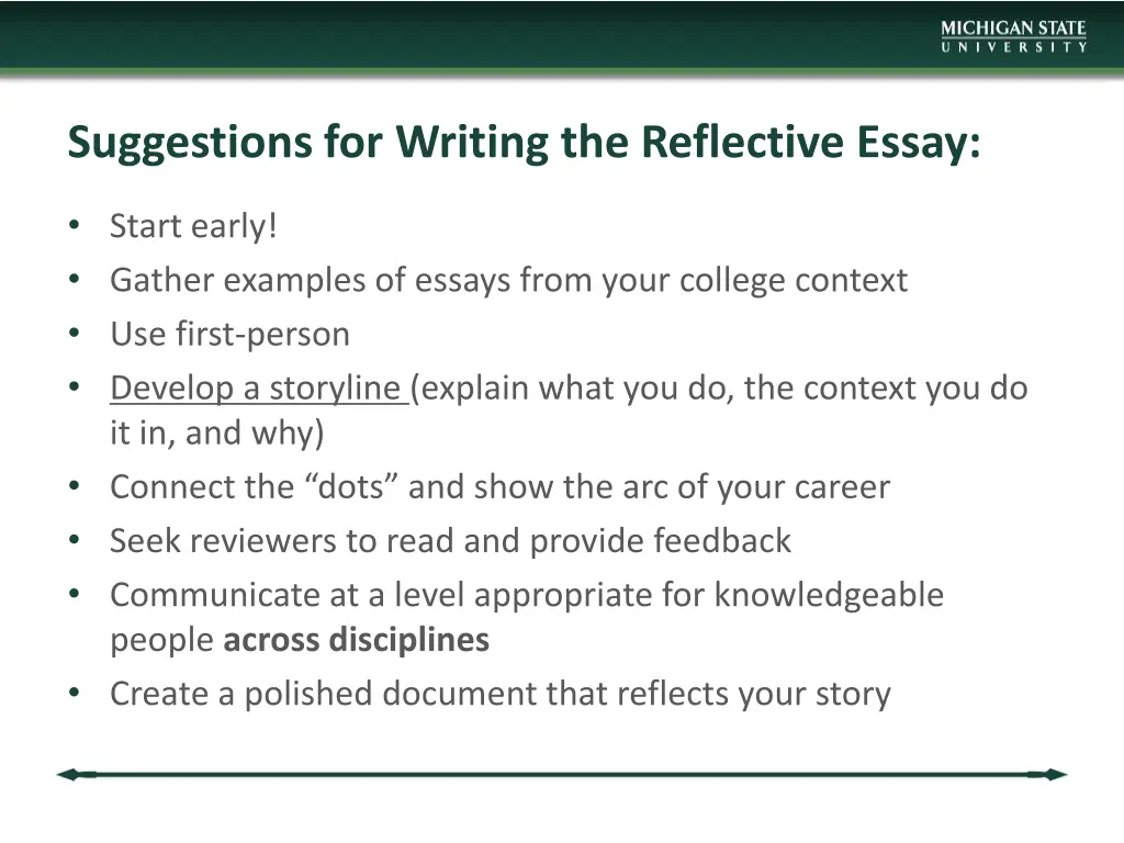 suggestions for writing the reflective essay
