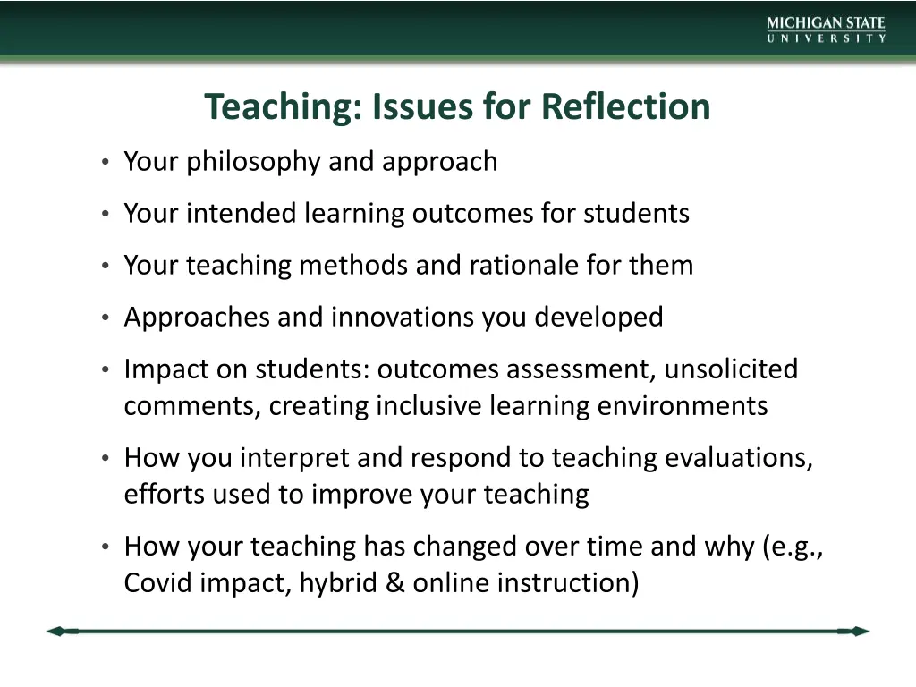 teaching issues for reflection
