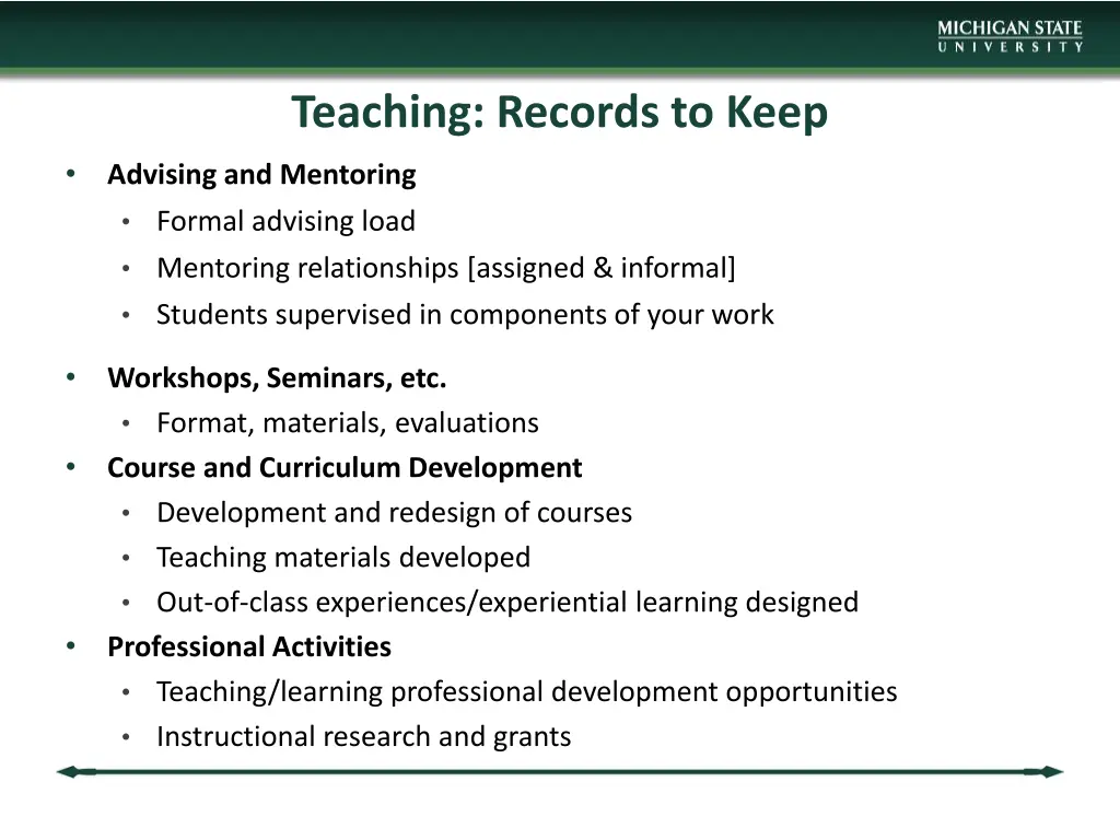 teaching records to keep