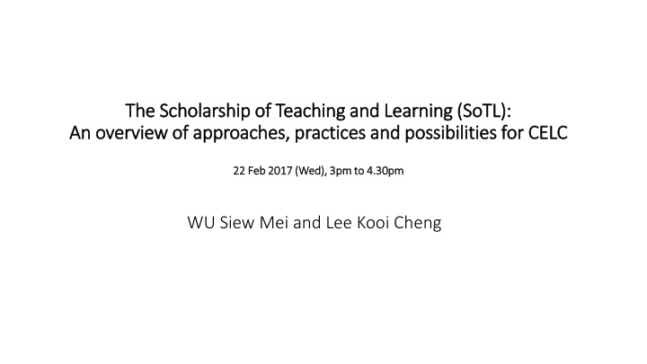 the scholarship of teaching and learning
