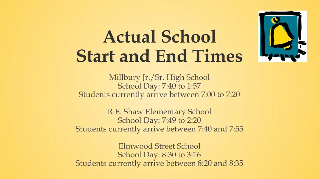actual school start and end times