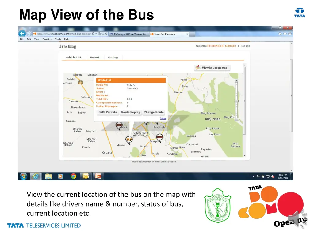 map view of the bus