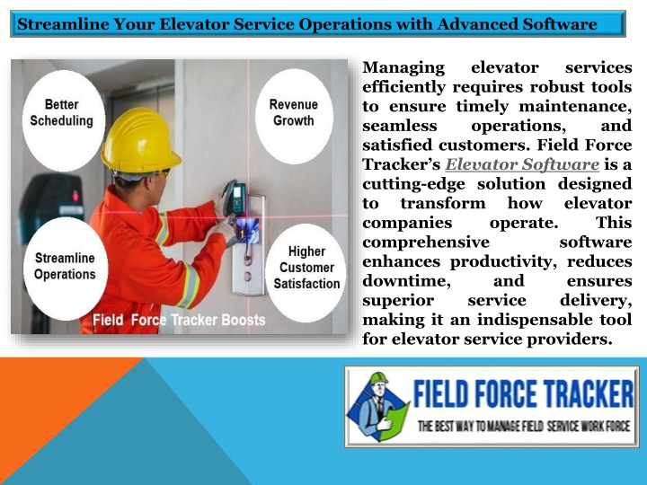 streamline your elevator service operations with