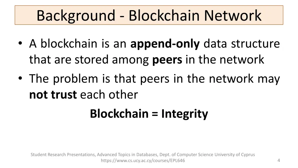 background blockchain network