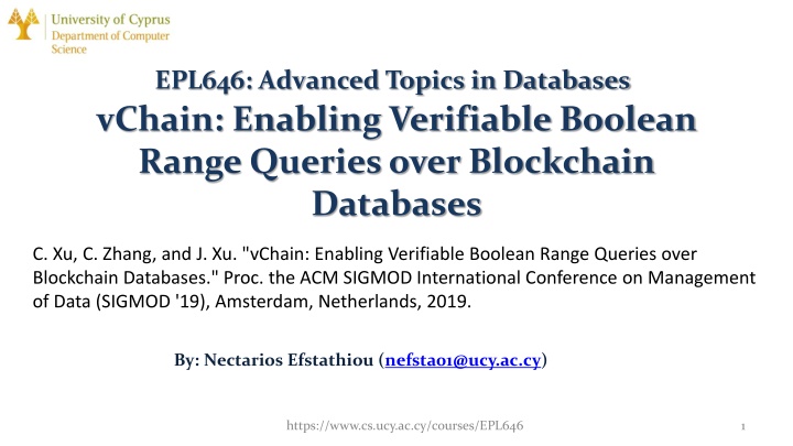 epl646 advanced topics in databases vchain