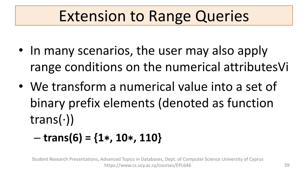 extension to range queries