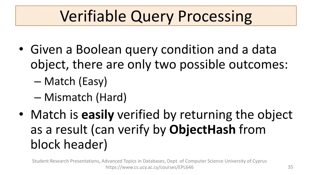 verifiable query processing