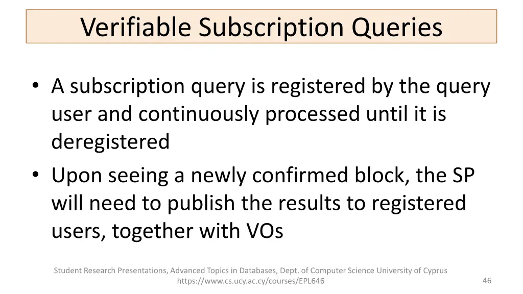 verifiable subscription queries