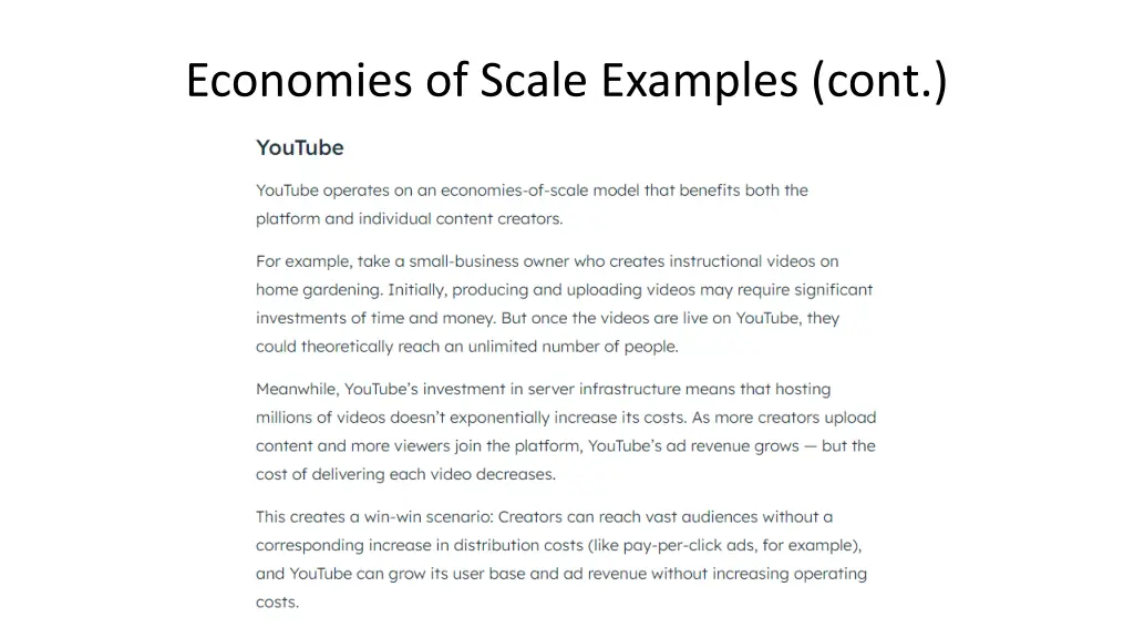 economies of scale examples cont 1