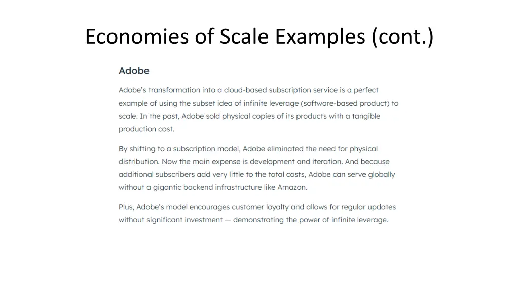 economies of scale examples cont