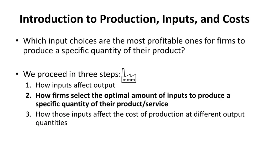 introduction to production inputs and costs