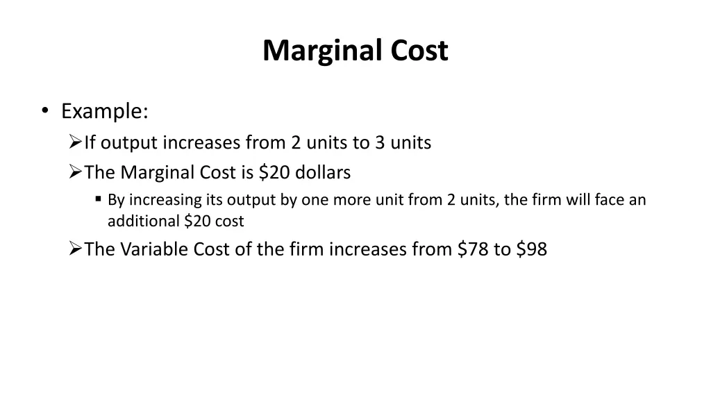 marginal cost 1