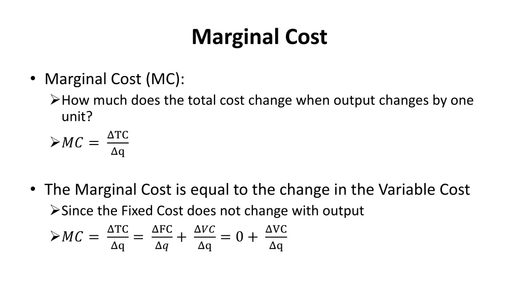 marginal cost