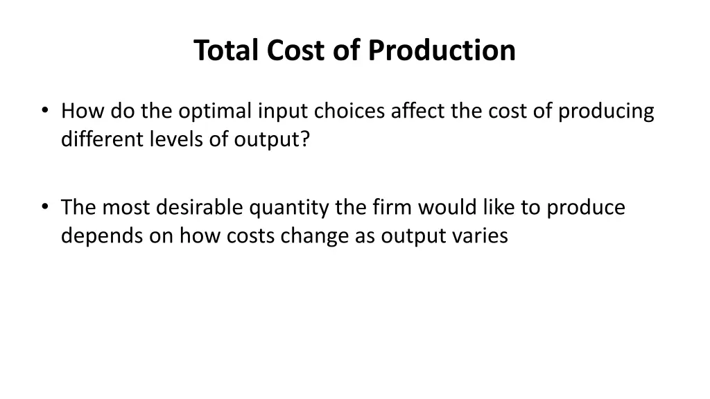 total cost of production
