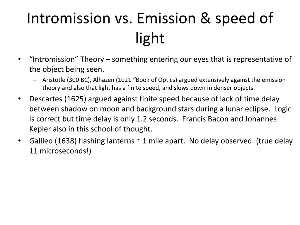 intromission vs emission speed of light 1