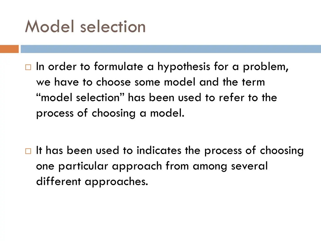 model selection 2