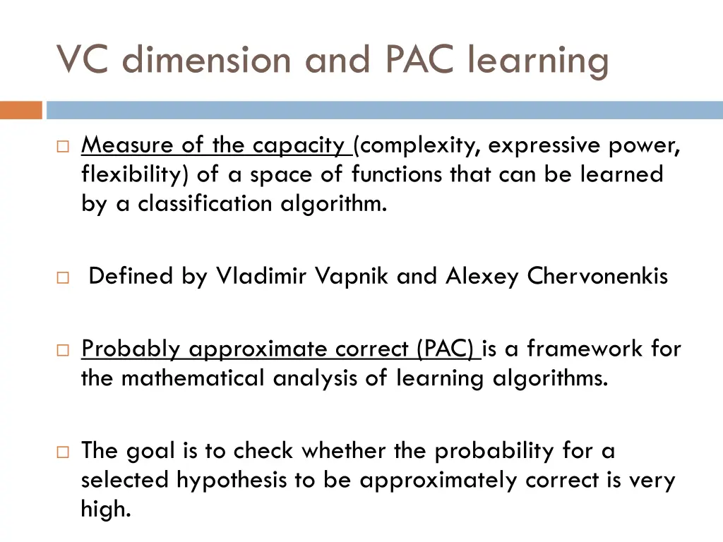 vc dimension and pac learning