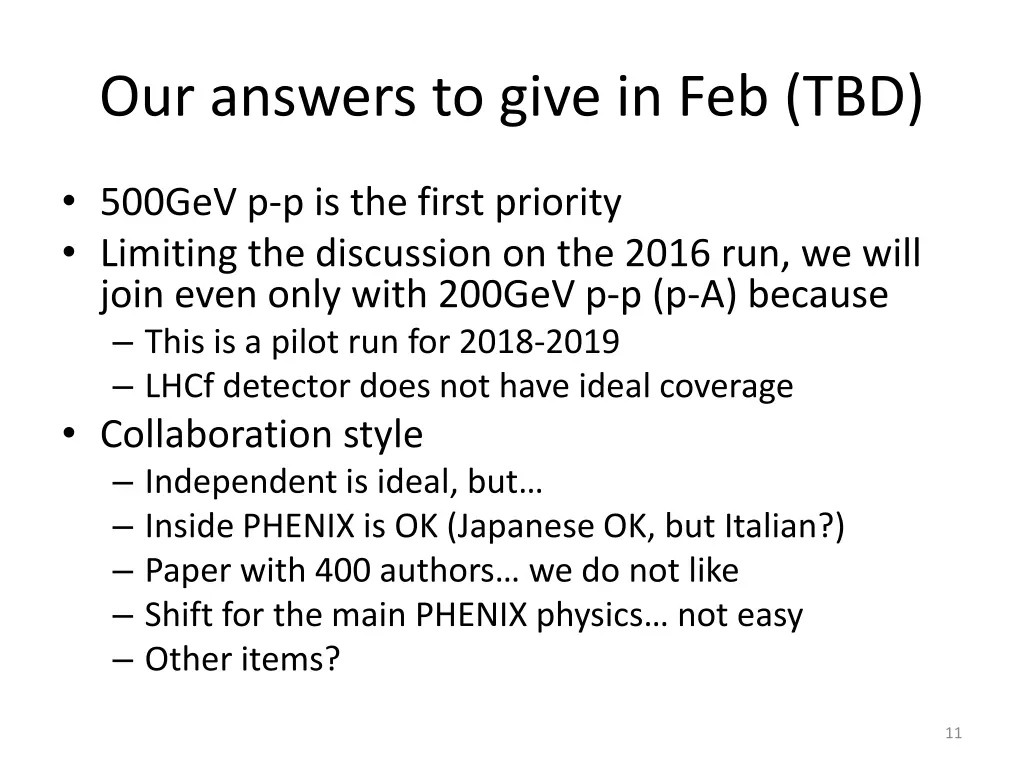 our answers to give in feb tbd