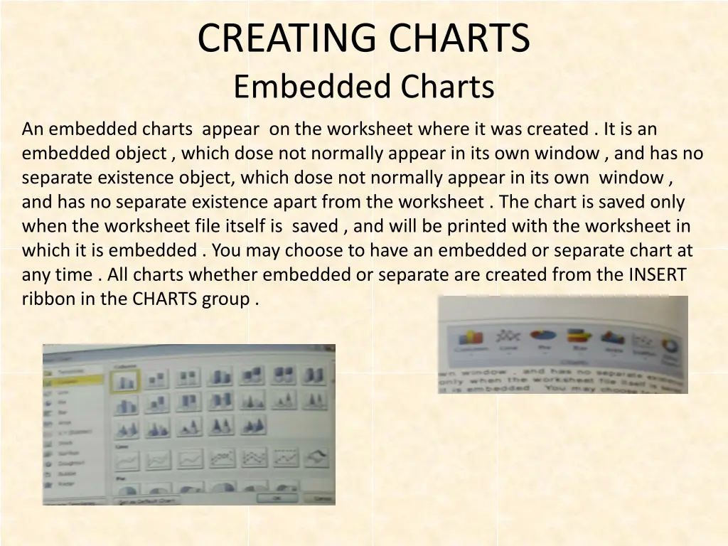 creating charts embedded charts